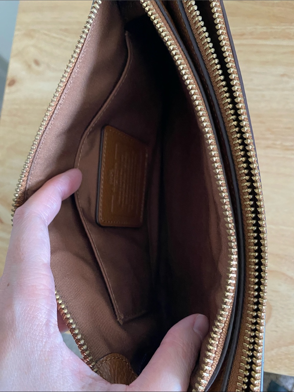 Coach Pebbled Leather Crossbody Purse in Chestnut Brown with Gold Hardware - Picture 9 of 16